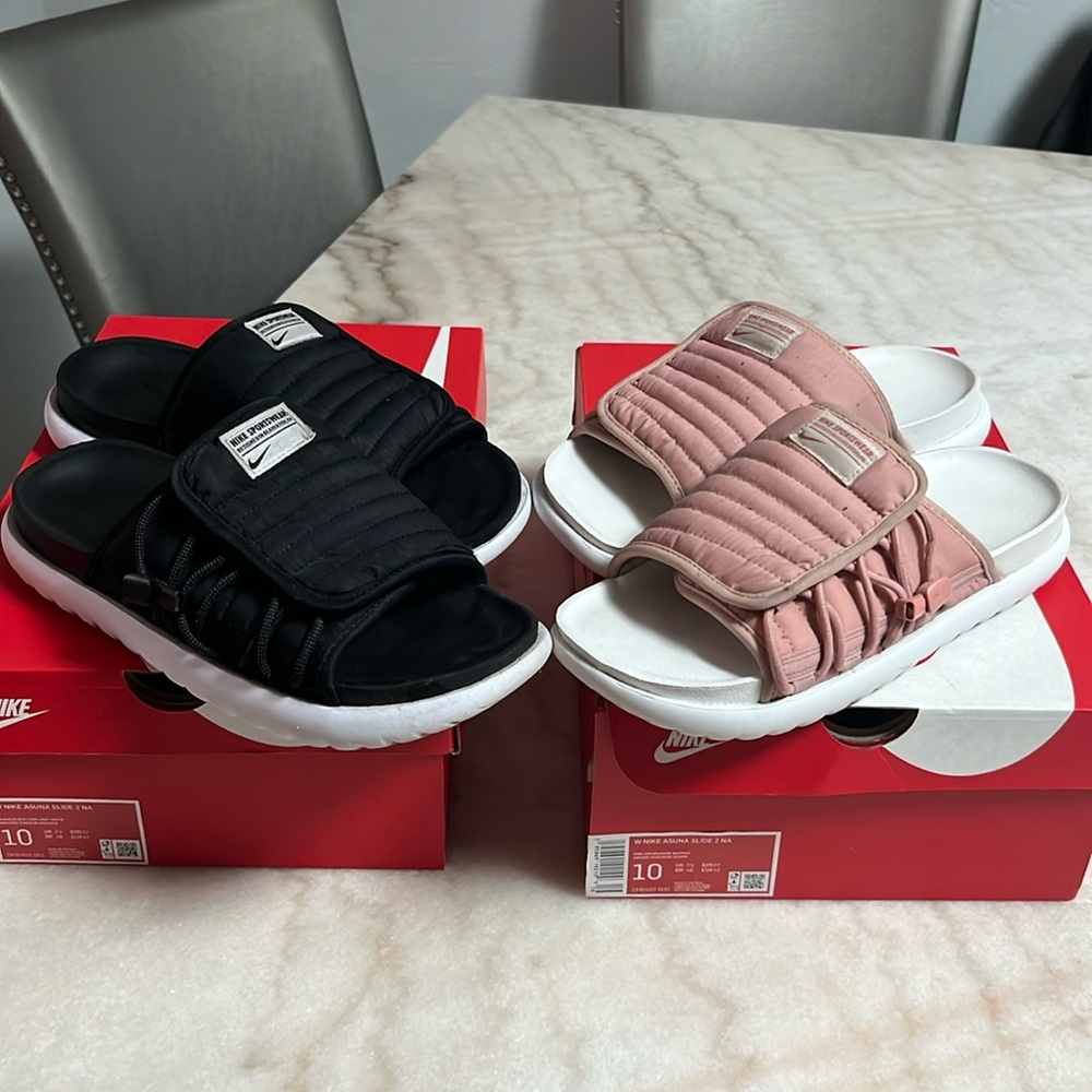 2 pairs Nike asuna slides sz 10 women